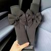 2Pcs Solid Color Bow Ice Silk Shoulder Pads Car Seat Belt Protective Cover Car Anti-strangle Anti-skid Pad Shoulder Cover Car Decoration Accessories