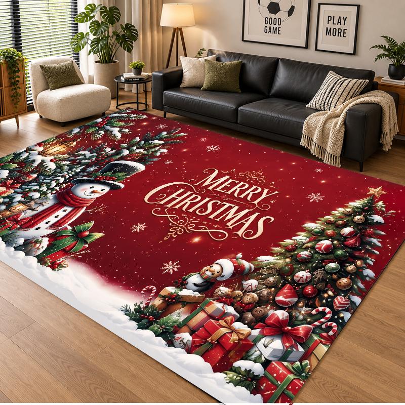 Christmas Theme Floor Carpet, Soft Area Rug, Xmas Indoor Home Holiday Decoration