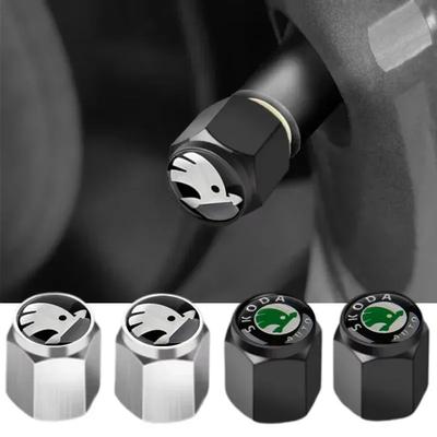 4pcs/set Car Tyre Valve Stem Caps for Skoda Superb Kodiaq Rapid Yeti Karoq Octavia Fabia Kamiq Kodiak Spaceback Tire Accessories