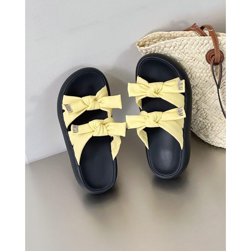 Bow wear cool slippers women's summer versatile thick bottom open toe casual sandals