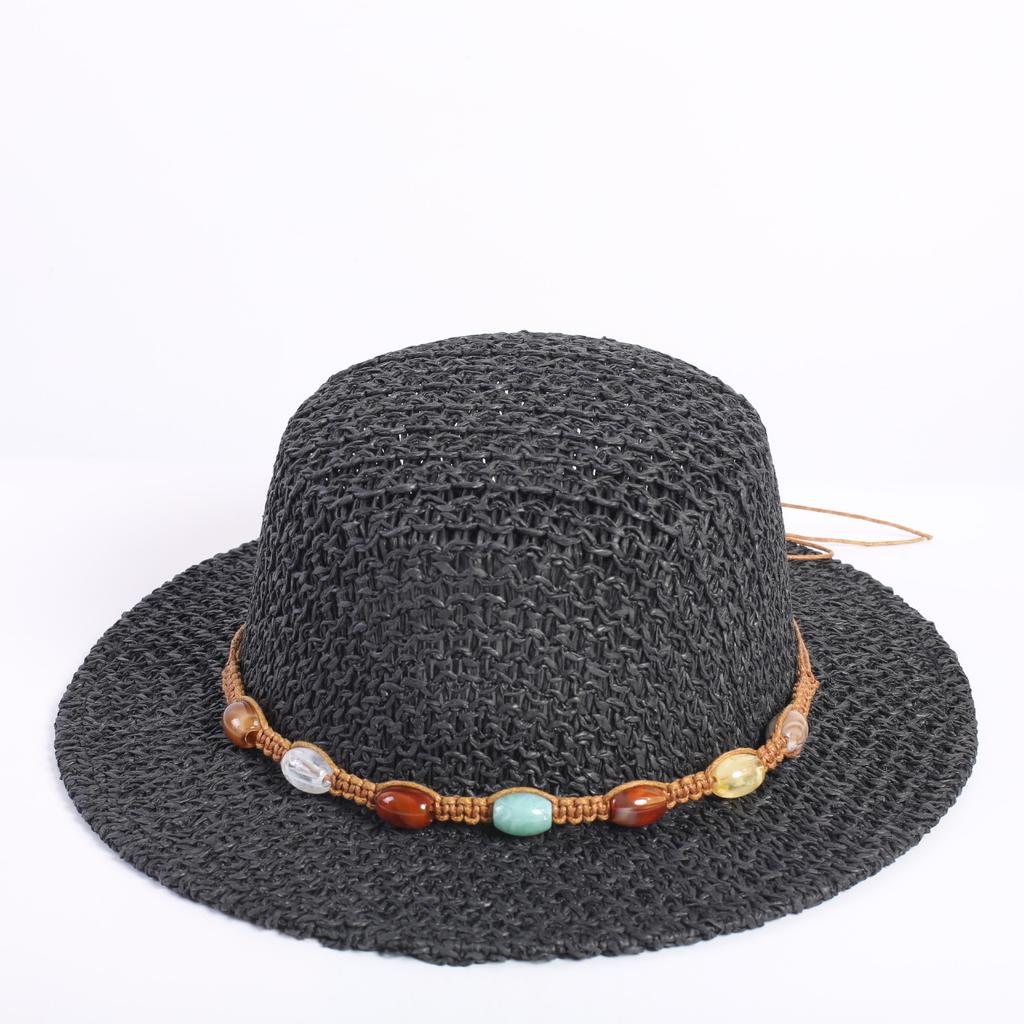 Popular fashion hollow woven dome straw hat, men's and women's fashion summer sunscreen shade straw hat