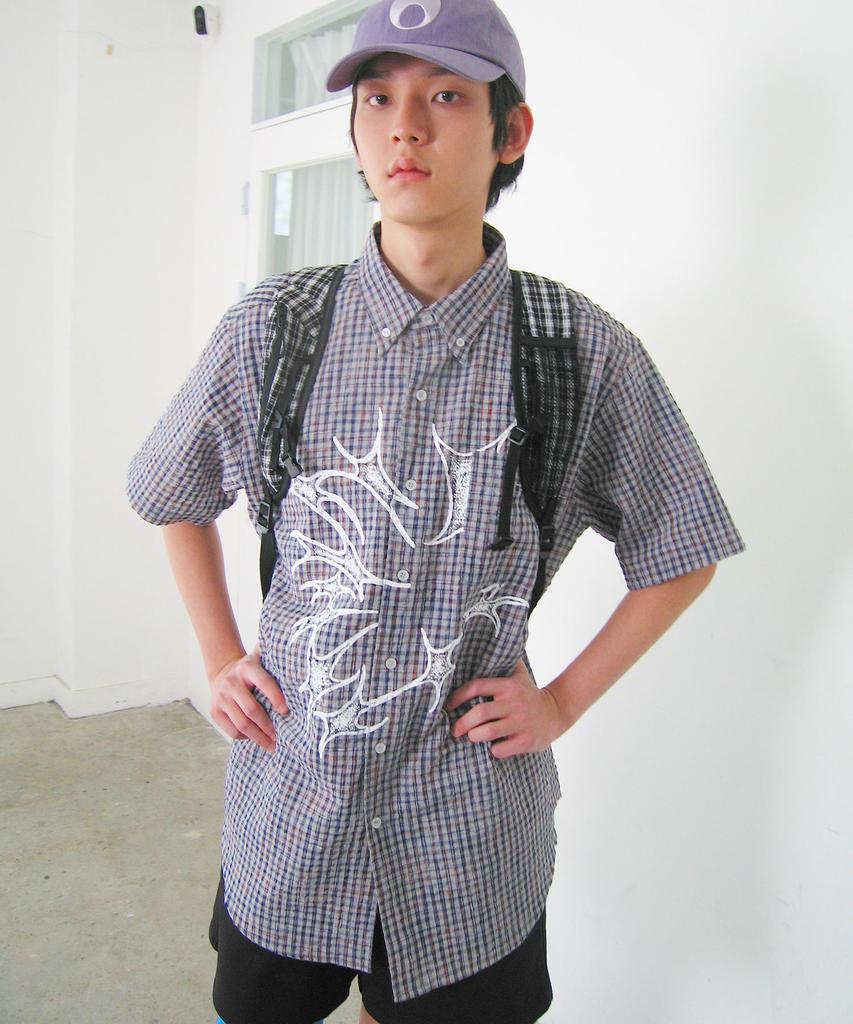 NICEGHOSTCLUB Tornado Star Check Big Big Half Shirt_Grey(Ng2Gmuw361A)