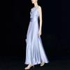 High-End Acetate Glossy Swing Collar Dress: Summer Socialite Style with Pleated Waist-Cinching and Luxe Texture.
