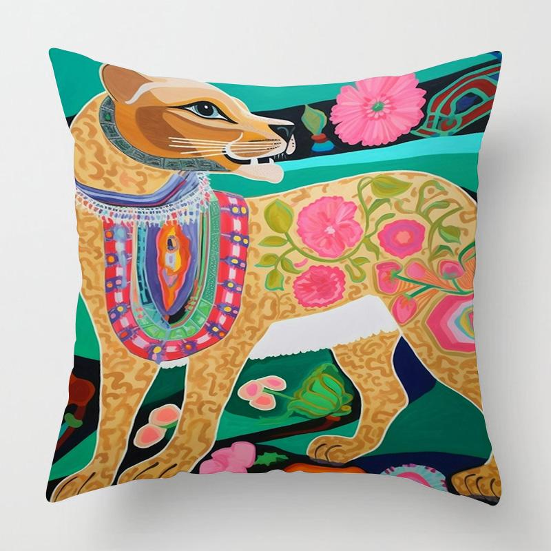 Geometric Animal Pattern Pillow Cover 18x 18 Inch Printed Cushion Cover Machine Washable Home Sofa Decoration 45x45cm