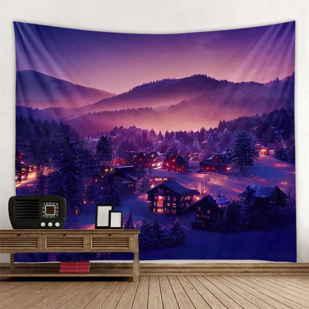 Christmas Winter Snowy Forest  Wall Hanging Tapestry Christmas Wall Hanging Tree Wall Hanging Gorgeous Christmas Tree Fireplace Gifts