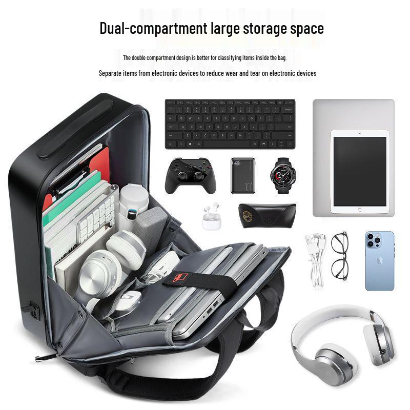 Men's Trendy Waterproof Business Travel Backpack with ABS Hard Shell