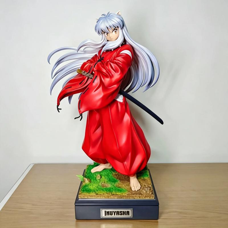 34cm Inuyasha PVC Action Figure Anime Inuyasha Full Painted Samurai Statue With Base Desktop Ornament Collectible Model Toy Gift