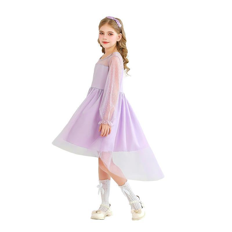 Hawaiian Beach Dress Purple Girl Dress Mesh Lace Princess Dress Children's Performance Costume