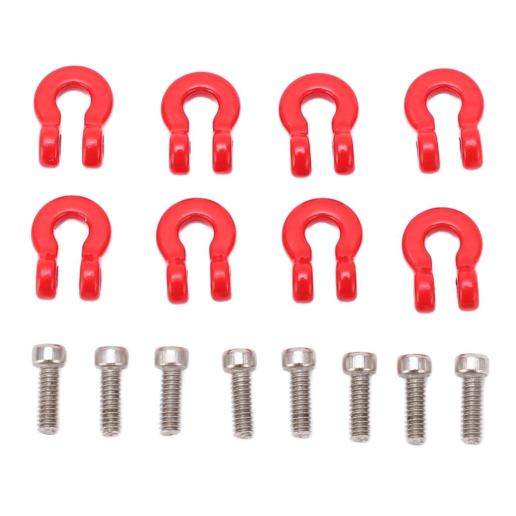 8PCS Metal Front Rear Bumper Trailer Hook Tow Shackle Rescue Hook for Axial Scx24 124 Car