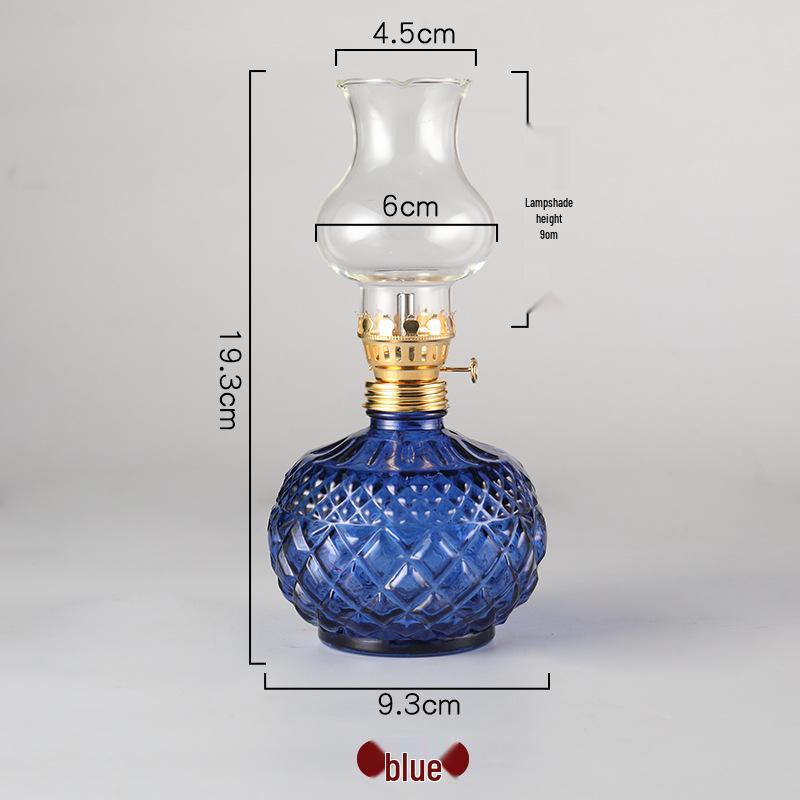 Colorful Glass Ghee Lamp for Buddha, Windproof Kerosene Oil Lamp, Dimmable and Everlasting, Perfect for Worship.