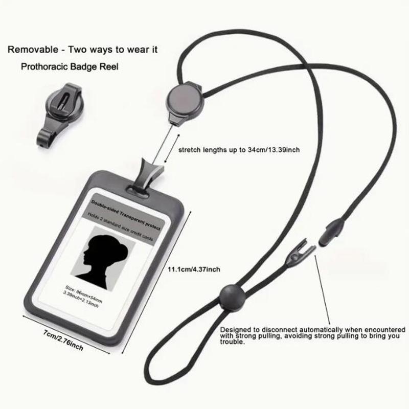 1/2 Stück ID-Zubehör mit Lanyard Ausweishalter Transparent Verstellbar Ausweishalter Tragbarer Kartenhalter