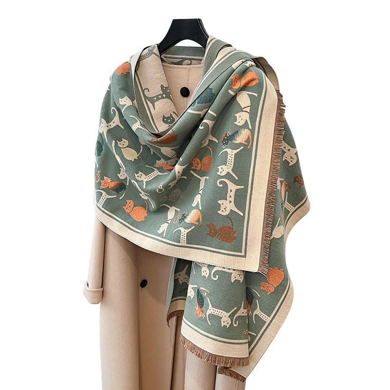 Kitten Air Conditioner Shawl Animal Texture Sweet Cute Little Fresh Lady Imitation Cashmere Warm Scarf