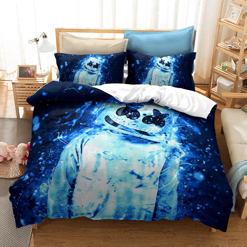 Home Textile Bedding Three-Piece Set 3D Digital Printing Cartoon Marshmallow Quilt Cover Pillowcase