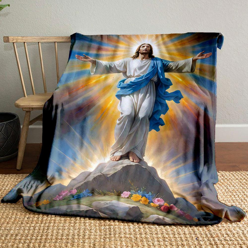 

Jesus Radiant Blessing Blanket Printed Blanket for Living Room Bed Couch lunch break Soft Cozy Blanket for Friend s festival Gift 80cm x 120cm