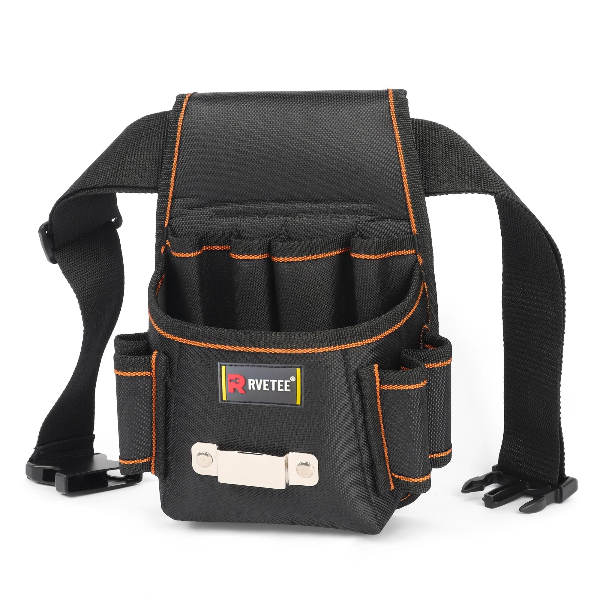 

Thickened Portable Tool Belt Pouch Bag 8 Plug Positions with Belt Tape Measure Hook for Electrician Tools Storage Organization