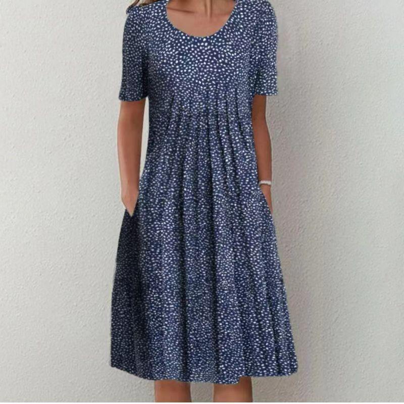 

IHUASU Fashion Summer Spring Short Sleeve O-Neck Casual Dresses XXXXXL