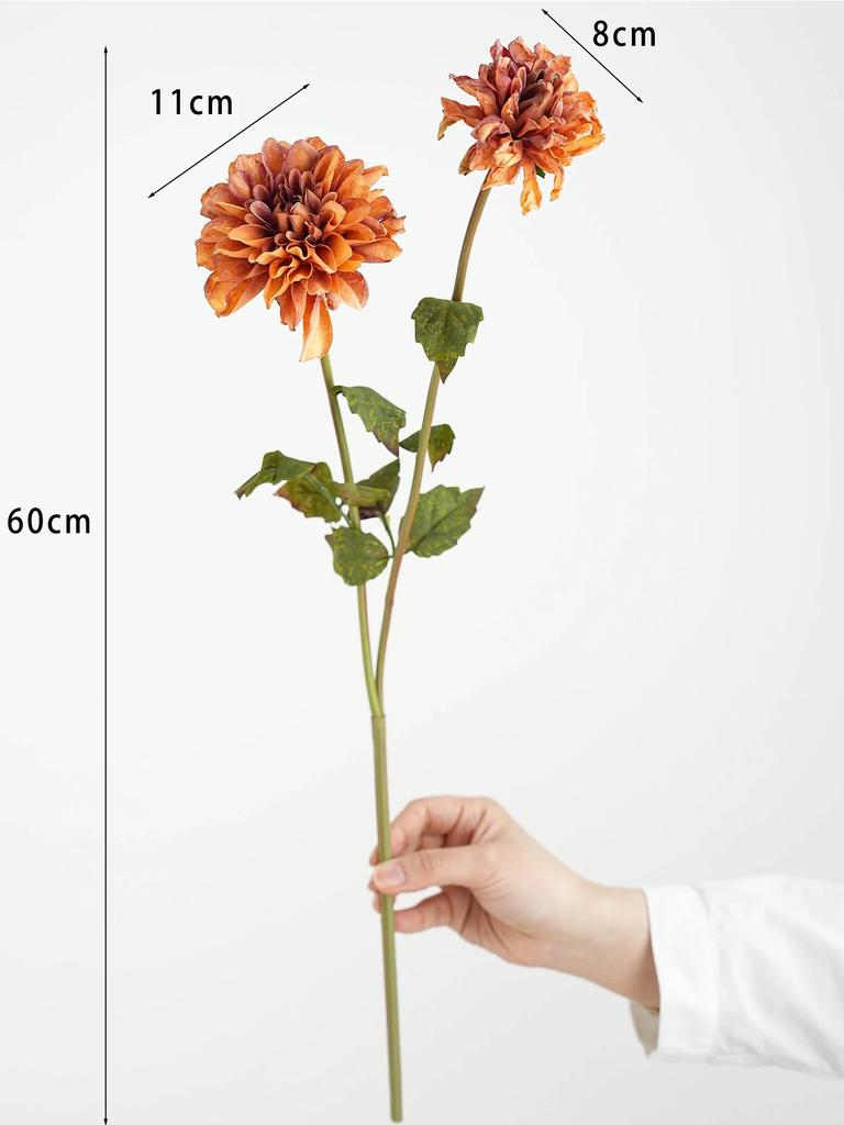 Jesienne Sztuczne Kwiaty Dalii Dekoracja Vintage Przypalane Krawędzie Jedwabne Kwiaty do Domu Dekoracja na Ślub Jesienna Tematyka Centralne Elementy