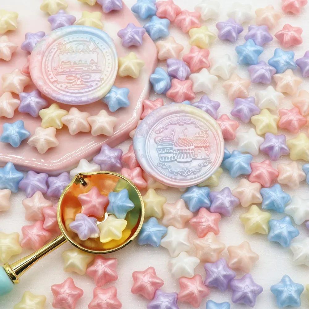 100pcs Pearlescent Mixed Color Wax Grains Macaroon Lucky Star Candle Making Material DIY Scrapbooking Invitation Sealing Wax