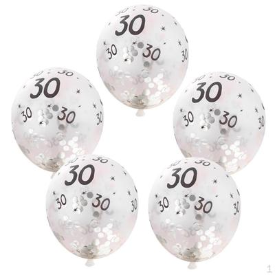 5 Pieces 12 Inch Silver Paper Confetti Balloons Wedding Anniversaries