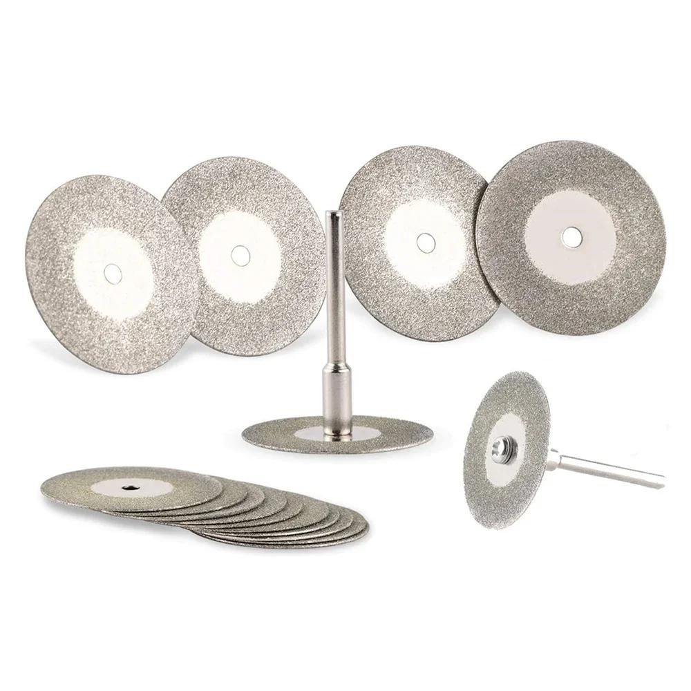 12pcs 22mm Diamond Cutting Disc 3mm Grinding Wheel Mandrel for Metal Cutting Rotary Tool Electric Grinder Parts