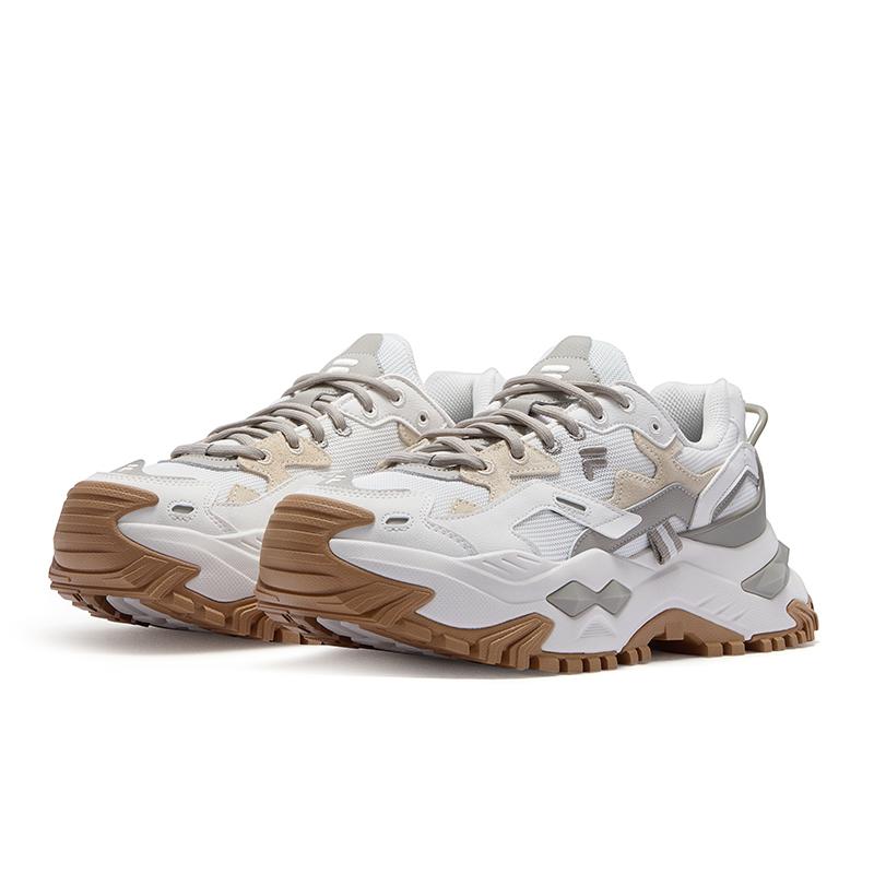 Fila Fusion Bianco Hard Candy Comfortable Versatile Height Increasing Dad Shoes Men Sneaker White Brown T12M531010FWS
