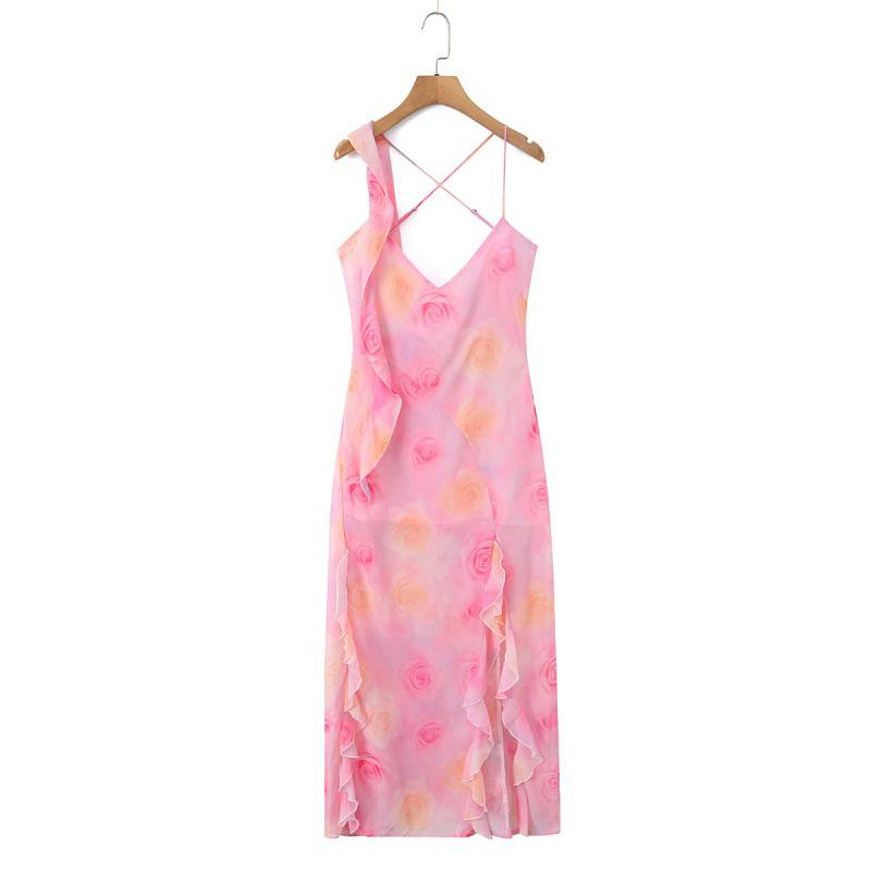 2026 European-American Resort Style Romantic Ruffle Irregular Floor-Length Maxi Dress