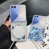 For Samsung Z Flip 7 6 5 4 Case Magnetic For Magsafe Cartoon Whale Wave Pattern Hinged Hard PC Folding Cover For Galaxy Z Flip7 Flip6 Flip5