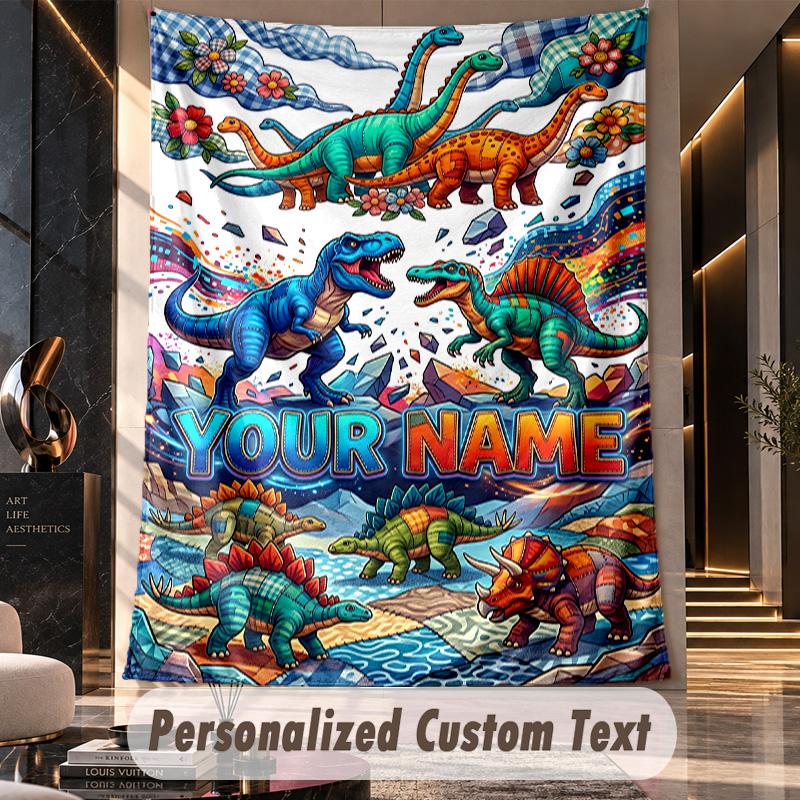Dinosaur (64) Theme Custom Tapestry Personalized Custom Name Text Wall Hanging Tapestry Home Decor Background Cloth