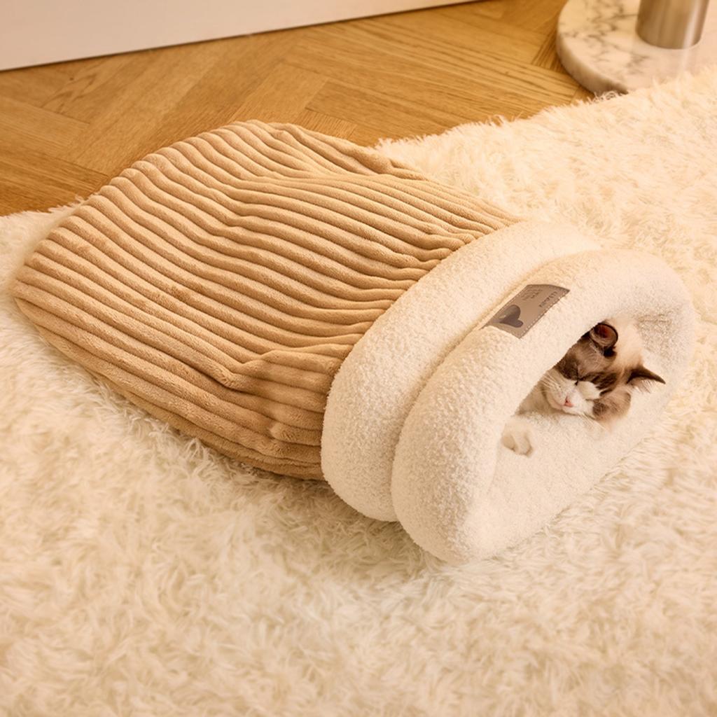Kätzchen Winterbett Dickes Fleece Weich Bequem Schlaf für Kleintier Kaninchen Winter Innenbett Schlafsack Nest