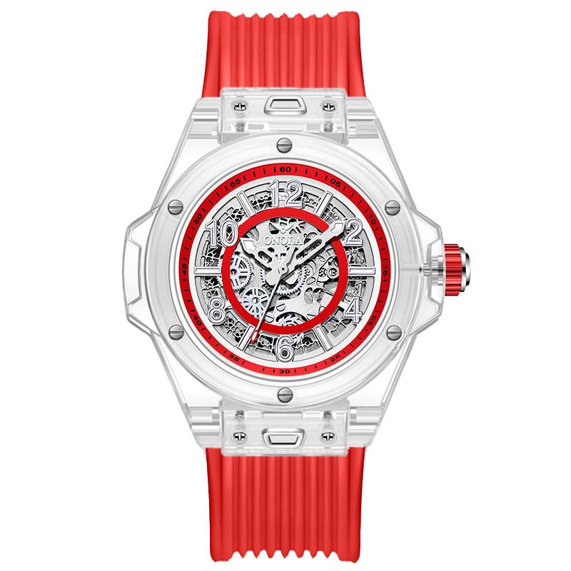 ONOLA ON3836 Fashion Luxury Hollow Automatic Mechanical Watch Women Waterproof Transparent Case Watch for Men Montres Pour Homme