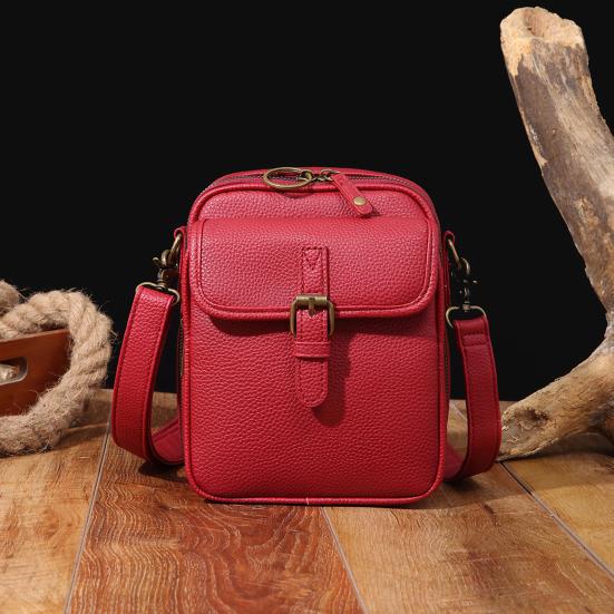 Women Messenger Bag Faux Leather Mini Crossbody Bag Retro Shoulder Bag with Adjustable Removable Strap for Travel Shopping Work