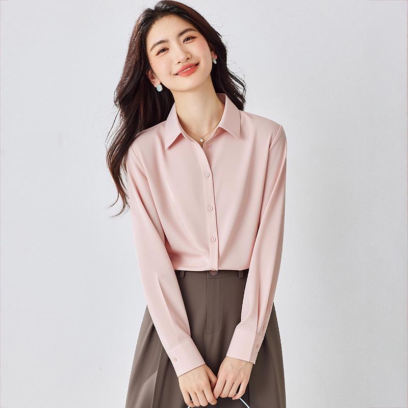 Elegant Women's Green Satin Shirt - Spring 2026 New Arrival, Perfect for Professional Interviews