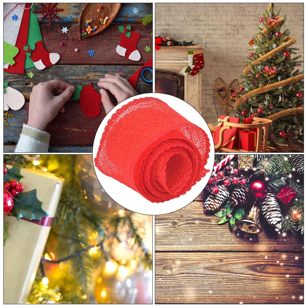 4 Yards Red Printing Polyester Lace Accessories  Gift Wrapping Tape Christmas Tie Ribbon Festival
