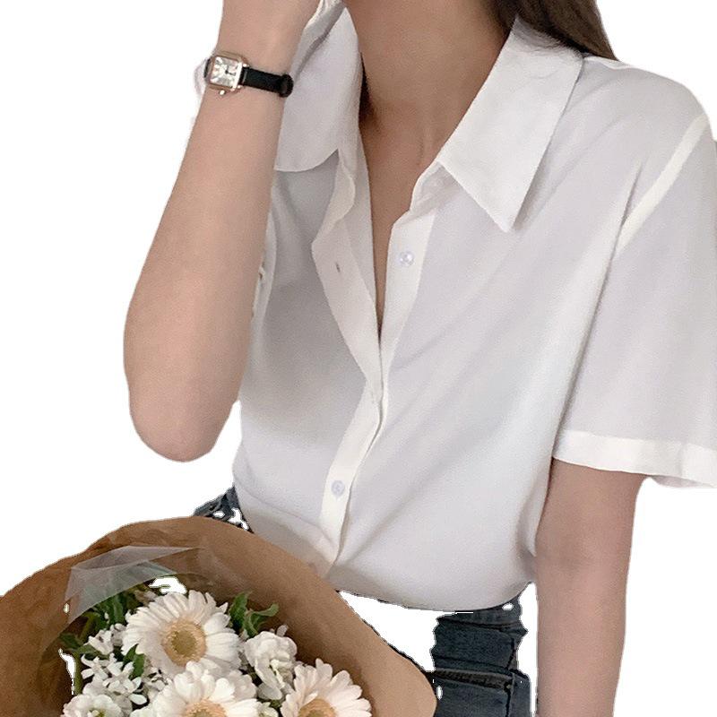 Women's Slim Fit French Drape Solid Color Summer Blouse