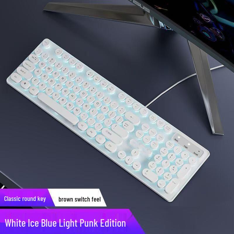 Retro Punk Mechanical Feel Gaming Keyboard & Headset Combo for Desktop/Laptop Gaming