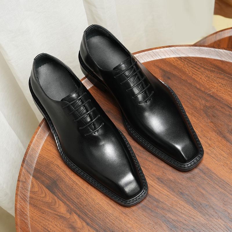 VIP Exclusive Men's Brown Leather Oxford Shoes - Summer Wedding & Business Formal Square Toe British Style