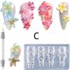 2/3 Stück Relief-Lilienblüten Nagel carving Form 3D Silikon Hibiskusblüten Blüten Modellier Schablonen Klare Harz Epoxid Nagel Werkzeuge