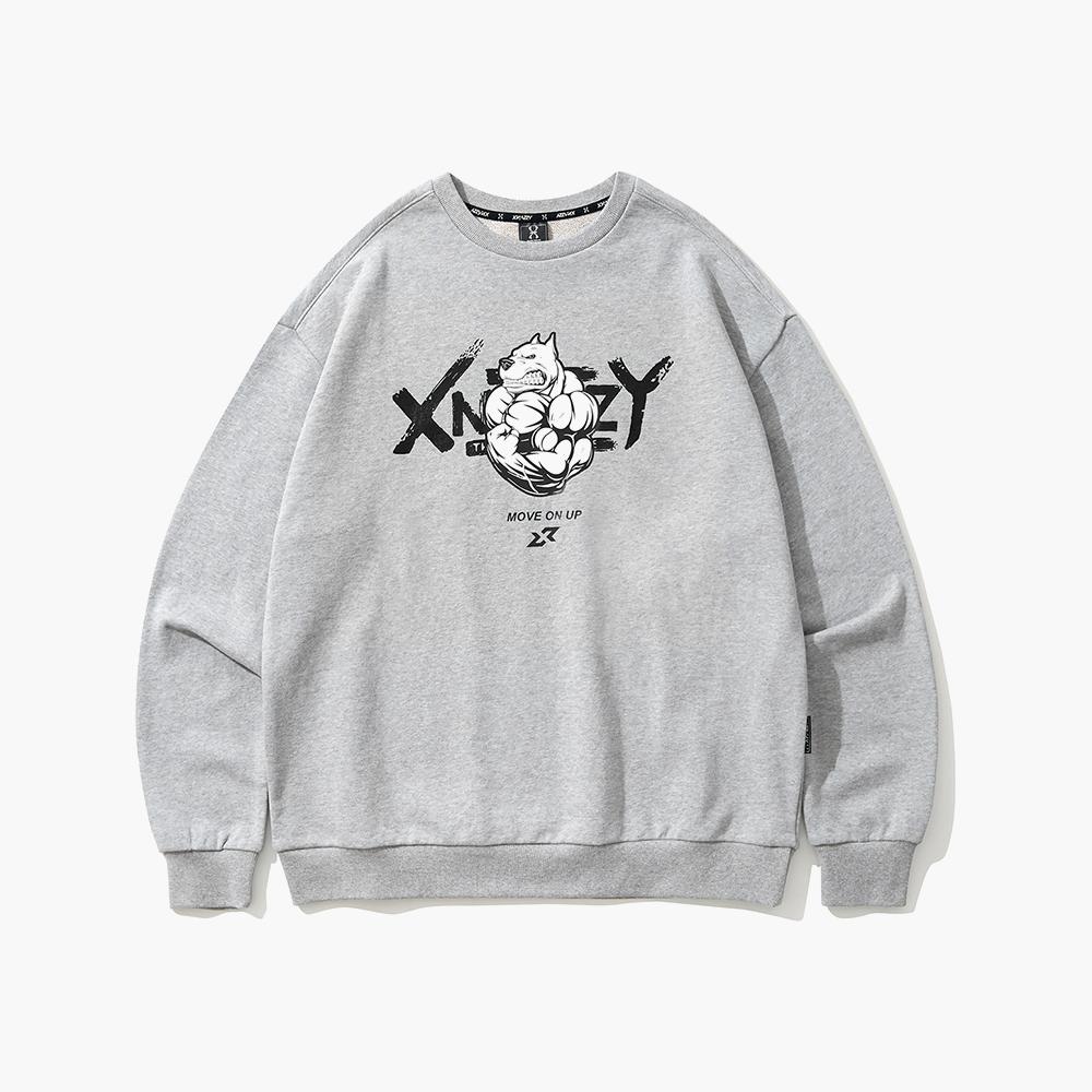XNAZZY Helldog Graphic Oversized Sweatshirt [M/Gray] Xn23Srumt01Mg