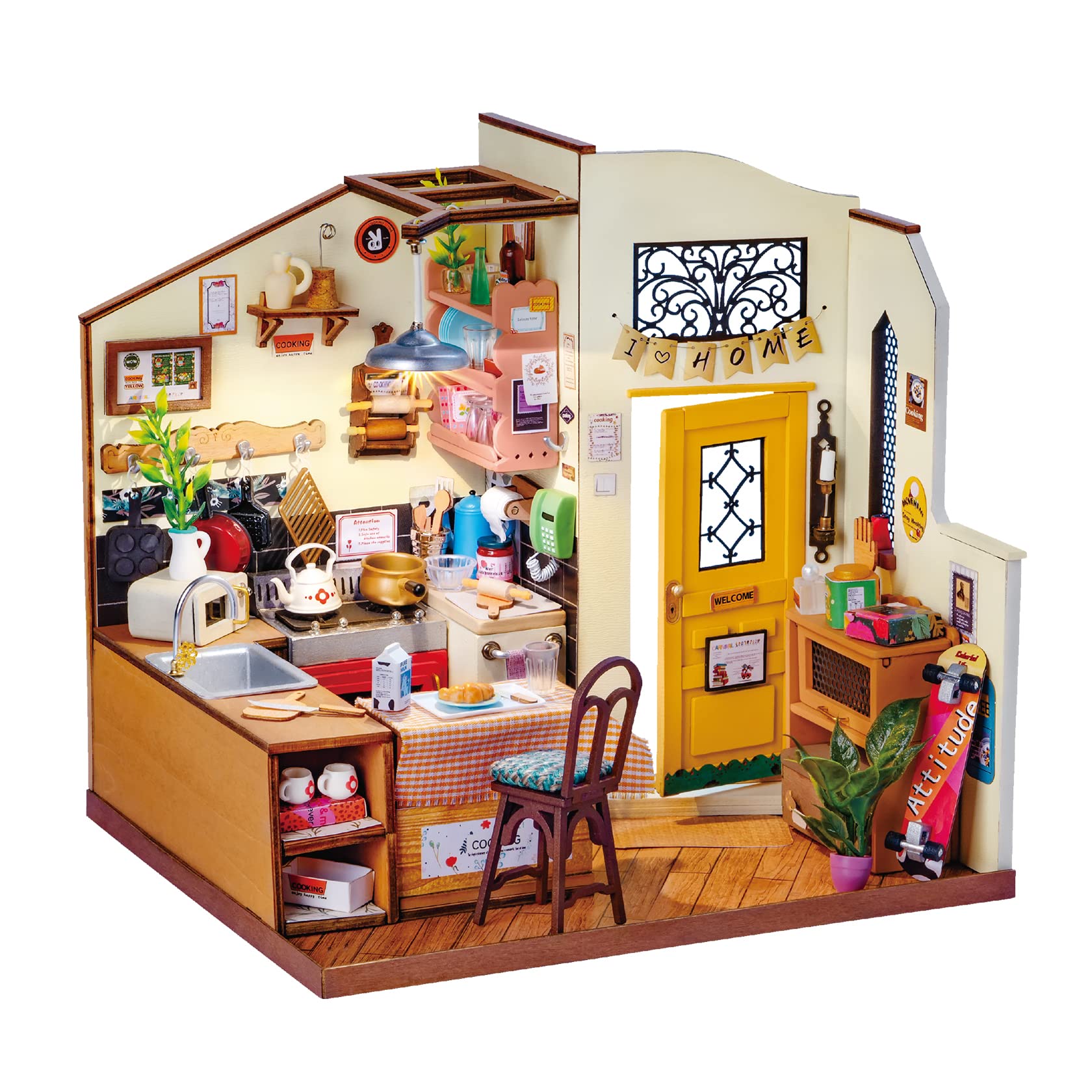 

Robotime DIY Wooden Miniature Dollhouse Miniature DIY Handmade Wooden Gift Dollhouse for Christmas Gift DG159 Kit, Collection, Interior, Craft,