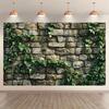 A Polyester Stone Wall and Green Plant Background Fabric | Multi-functional Background for Rural Stone Brick Wall Photography