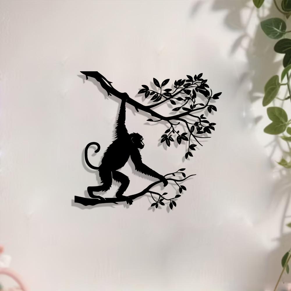 1pc Dynamic Monkey Iron Wall Art, Weatherproof Sculpture for Patio, Garden Fence, New Year Easter Holiday Outdoor Decor