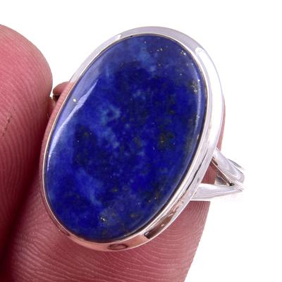 Natural Lapis Lazuli Gemstone Handmade 925 Solid Sterling Silver Ring S.9 D6C07