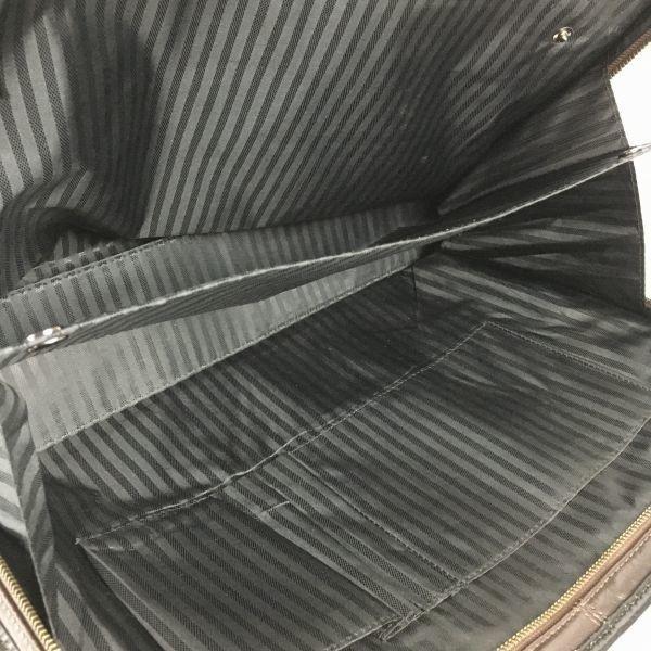 TAKEO KIKUCHI All Leather Briefcase Business Bag Dark Brown with Divider(USED)