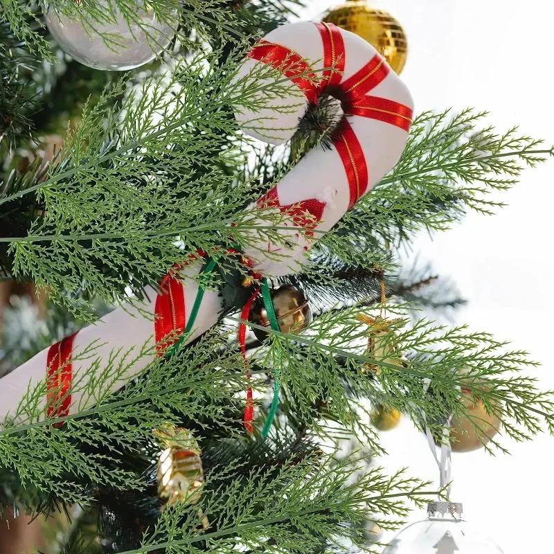1/60pcs Artificial Pine Branches Fake Plant Leaves Green Pine Tree Branches Christmas Tree Ornaments New Year Party Decoration