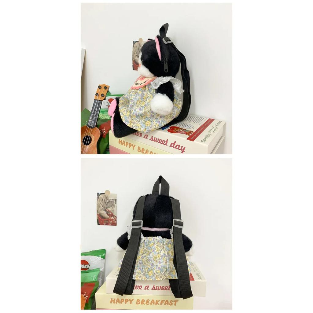 Kawaii kočičí plyšový batoh Simulace černá kočka plyšák hračka panenka Dámské módní crossbody tašky přes rameno Vánoční dárek