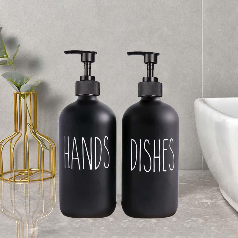 Hand- und Spülseifenspender Set 2 Stück 500ML Lotion-Pumpe Flaschen+Tablett- Nachfüllbare Shampoo- und Spülungsflaschen