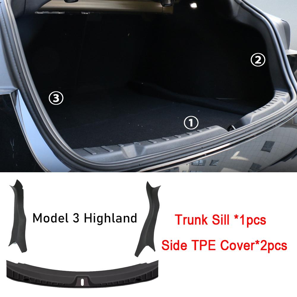 For Tesla Model 3 Highland 2025 2025 Trunk Sill Protector Threshold Strip Guards Anti-scratch Mat Organizer Pad Film Accessories