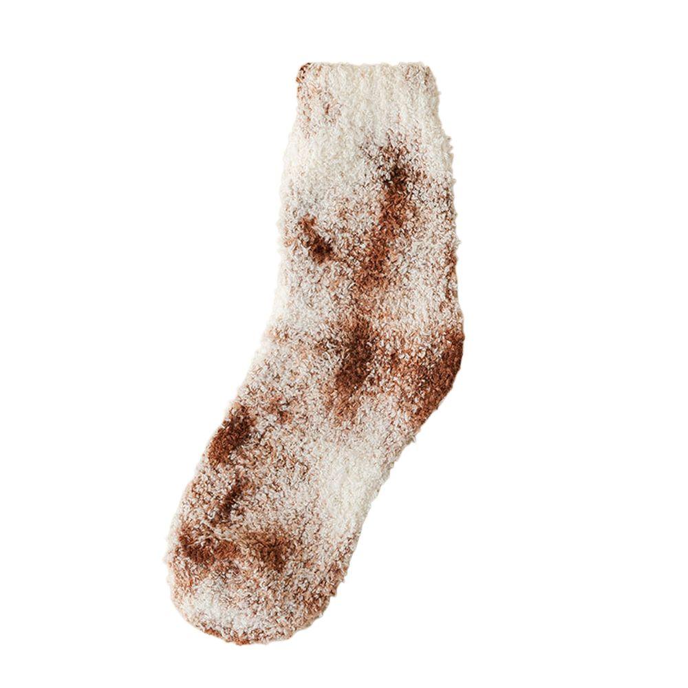 Winter Coral Fleece Tie Dye Mid Tube Socks Korean Style Socks Apparel Accessories Women Socks