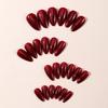 Spicy Girl Almond-Shaped Reusable Glossy Wine Red False Nail Stickers for New Year
