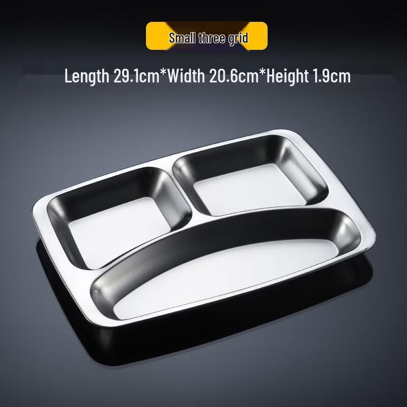 Handun 201 Stainless Steel 3-Compartment Dinner Plates (Pack of 10)